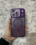 İPhone 17 Pro Max Uyumlu Mor MagSafe Standlı Lens Korumalı Case Pro Kılıf