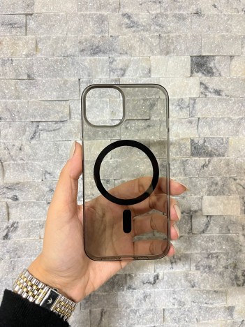 iPhone 13 Uyumlu Siyah Sert Şeffaf MagSafe Premium Kılıf