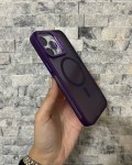 İPhone 15 Pro Max Uyumlu Mor MagSafe Standlı Lens Korumalı Case Pro Kılıf
