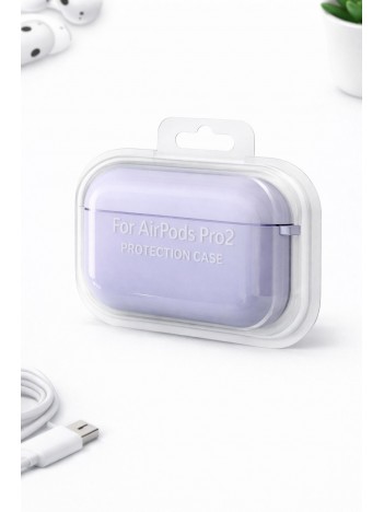 AirPods Pro 2 Uyumlu Lila Silikon Koruyucu Kılıf (Darbe Emici-Çizilme Önleyici)