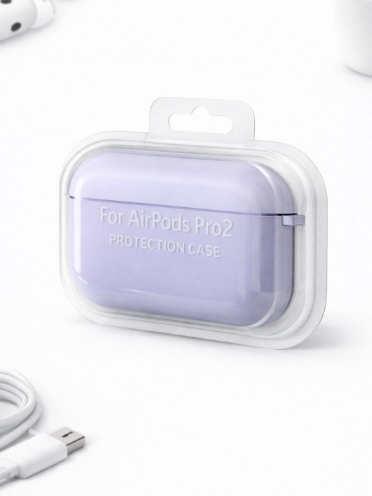 AirPods Pro 2 Uyumlu Lila Silikon Koruyucu Kılıf (Darbe Emici-Çizilme Önleyici)