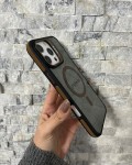 İPhone 16 Pro Max Uyumlu Kahverengi MagSafe Standlı Kılıf – Lens Çerçeveli