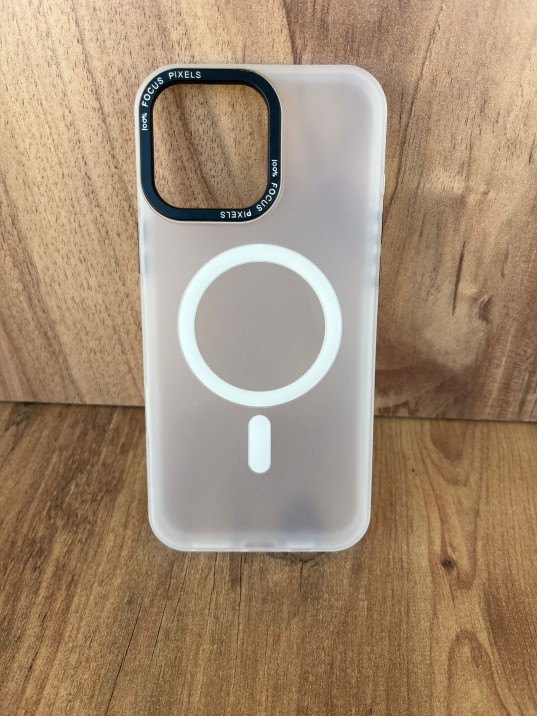 İPhone 16 Pro Max Uyumlu Buzlu Beyaz MagSafe Kılıf – Lens Çerçeveli, Premium Koruma