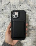 İPhone 13 / 14 Uyumlu Siyah Kartlıklı MagSafe Standlı Kılıf