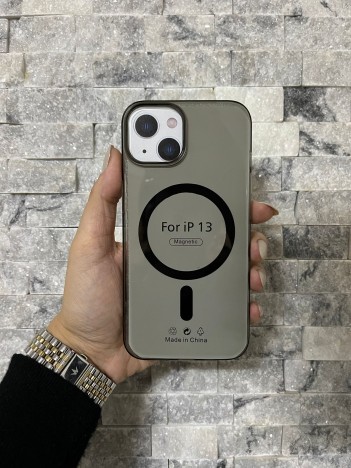 İPhone 13 Uyumlu Siyah Sert Şeffaf MagSafe Premium Kılıf
