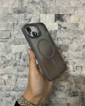 İPhone 13 Uyumlu Gri MagSafe Standlı Lens Korumalı Case Pro Kılıf