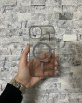 İPhone 13 Uyumlu Gri Sert Şeffaf MagSafe Premium Kılıf