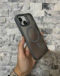 İPhone 15 Uyumlu Gri MagSafe Standlı Lens Korumalı Case Pro Kılıf