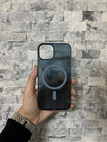 iPhone 13 Uyumlu Mavi Sert Şeffaf MagSafe Premium Kılıf