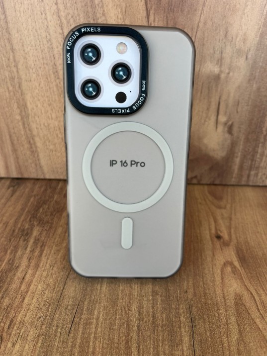 İPhone 16 Pro Uyumlu Buzlu Kum Kahvesi MagSafe Kılıf – Lens Çerçeveli Premium Koruma