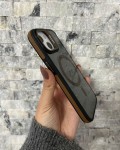 İPhone 15 Uyumlu Kahverengi MagSafe Standlı Kılıf – Lens Çerçeveli
