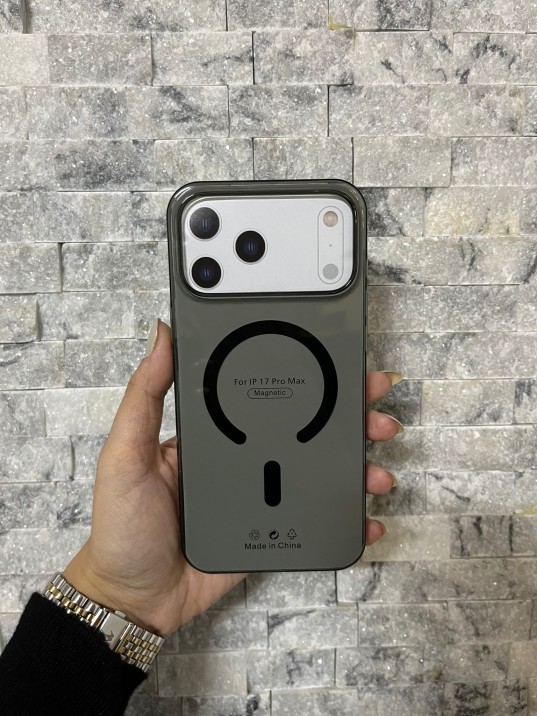 İPhone 17 Pro Max Uyumlu Siyah Sert Şeffaf MagSafe Premium Kılıf